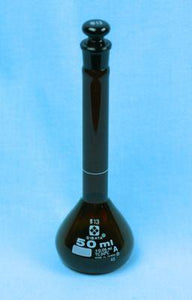 Sibata Amber Volumetric Flask 50 mL Class A - Avogadro's Lab Supply