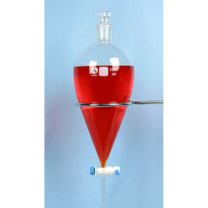 1000 mL Separatory Funnel with PTFE Stopcock and Glass Stopper - Avogadro's Lab Supply