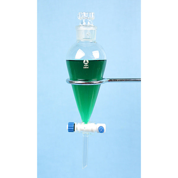 100 mL Separatory Funnel with PTFE Stopcock and Glass Stopper - Avogadro's Lab Supply