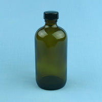 480 mL Boston Round Amber Solution Bottle - Avogadro's Lab Supply