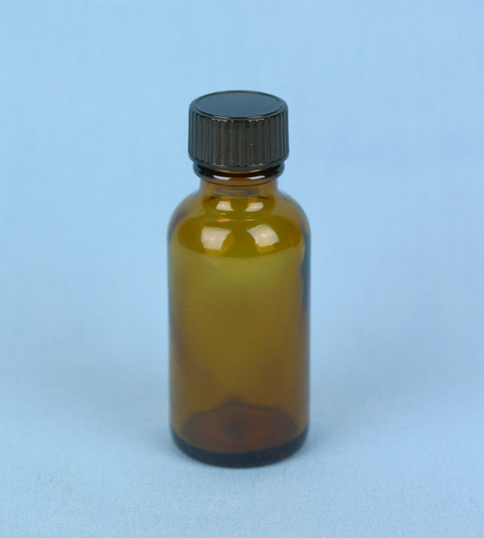 30 mL Boston Round Amber Solution Bottle | Avogadro's Lab Supply