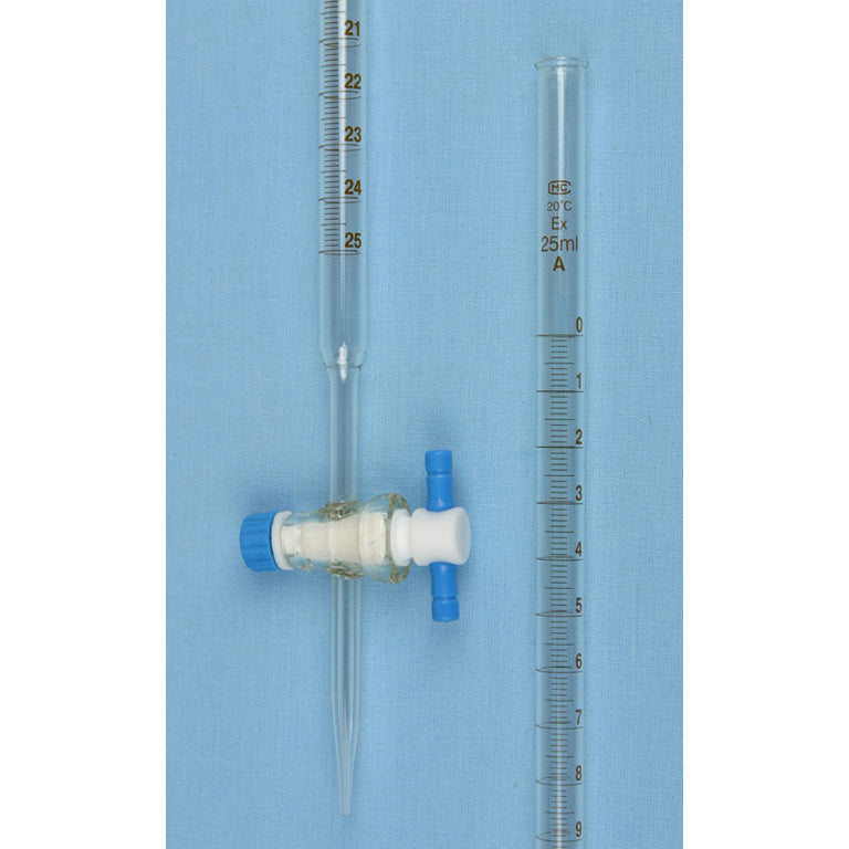 25 mL Buret w/ PTFE Stopcock Class A - Avogadro's Lab Supply