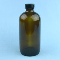 960 mL Boston Round Amber Solution Bottle - Avogadro's Lab Supply