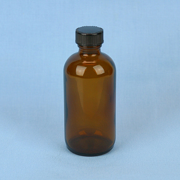 120 mL Boston Round Amber Solution Bottle - Avogadro's Lab Supply