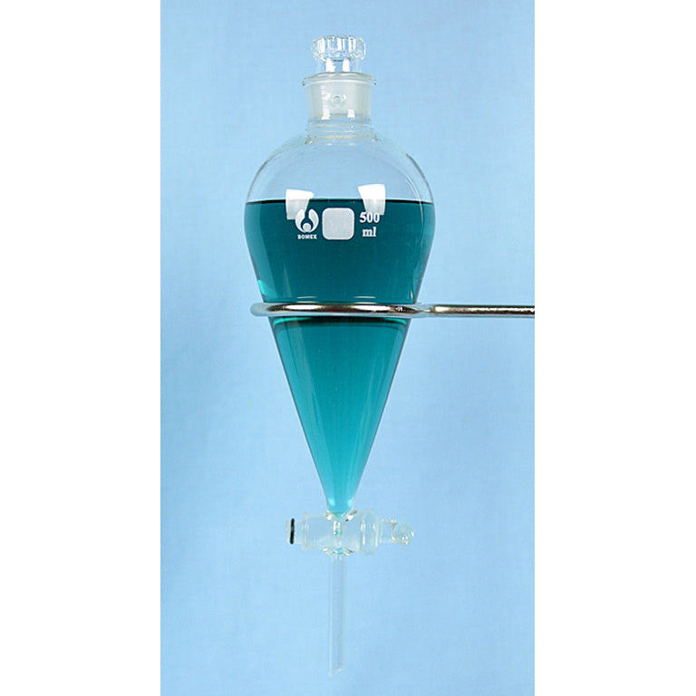 500 mL Separatory Funnel with Glass Stopcock and Stopper - Avogadro's Lab Supply