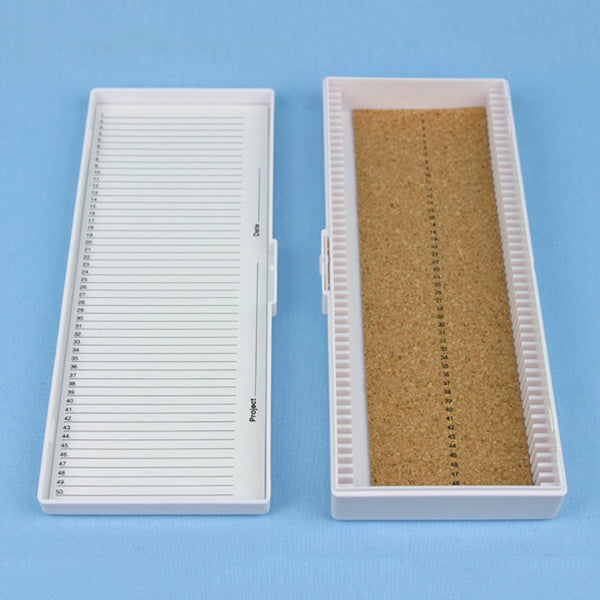 50 Place Cork Lined Microscope Slide Box - Avogadro's Lab Supply