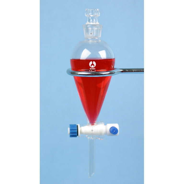 50 mL Separatory Funnel with PTFE Stopcock and Glass Stopper - Avogadro's Lab Supply
