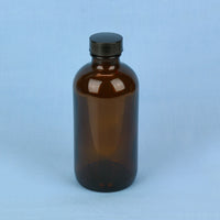 240 mL Boston Round Amber Solution Bottle - Avogadro's Lab Supply