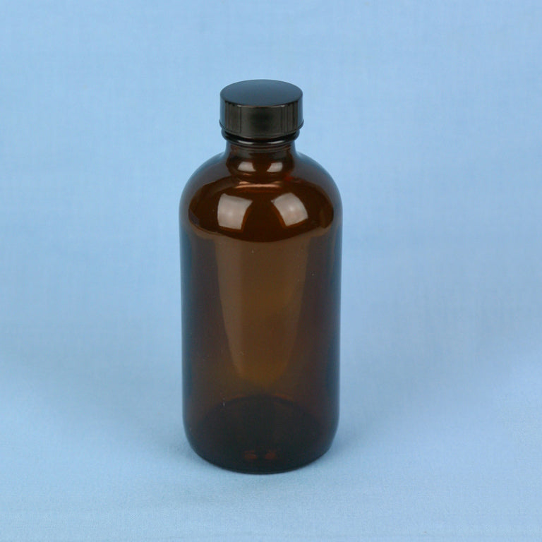 240 mL Boston Round Amber Solution Bottle | Avogadro's Lab Supply