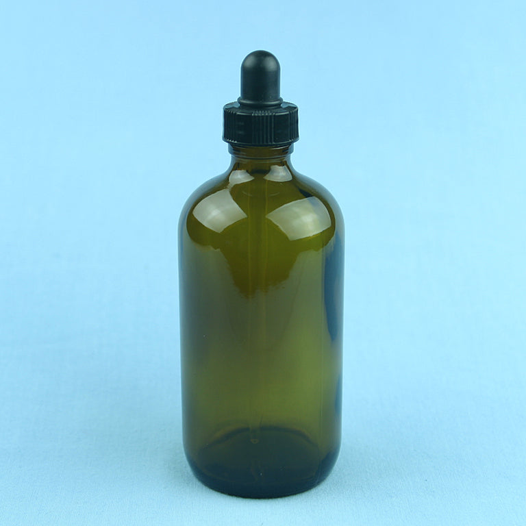 240 mL Boston Round Amber Dropping Bottle - Avogadro's Lab Supply
