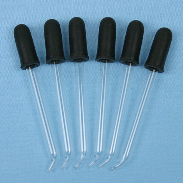 3 inch Glass Eye Dropper Bent Tip (count 6) - Avogadro's Lab Supply
