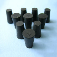 Size 00 Black Rubber Stoppers (Count 10) - Avogadro's Lab Supply