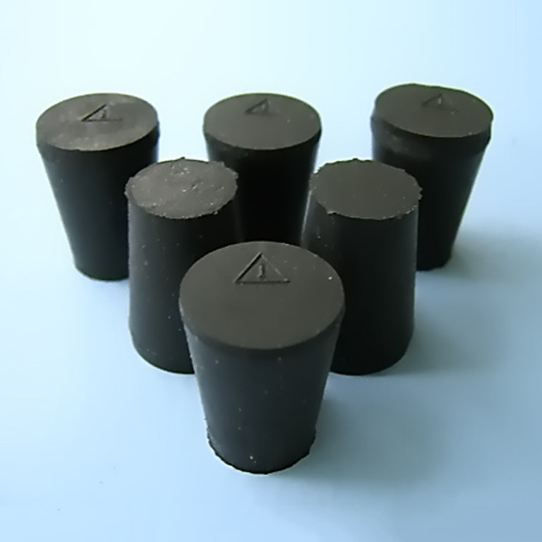Size 1 Black Rubber Stoppers (Count 6) - Avogadro's Lab Supply
