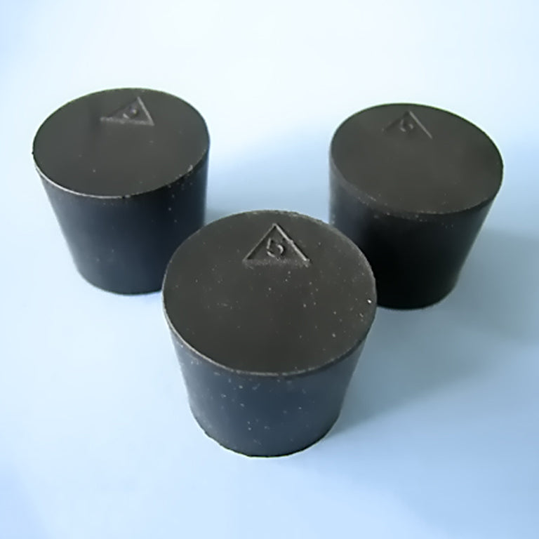 Size 5 Black Rubber Stoppers (Count 3) - Avogadro's Lab Supply