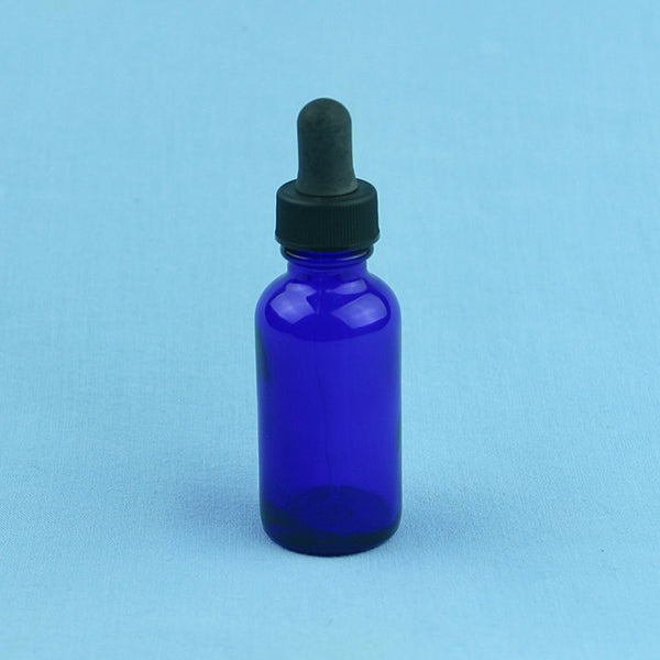 30 mL Boston Round Cobalt Blue Dropping Bottle - Avogadro's Lab Supply