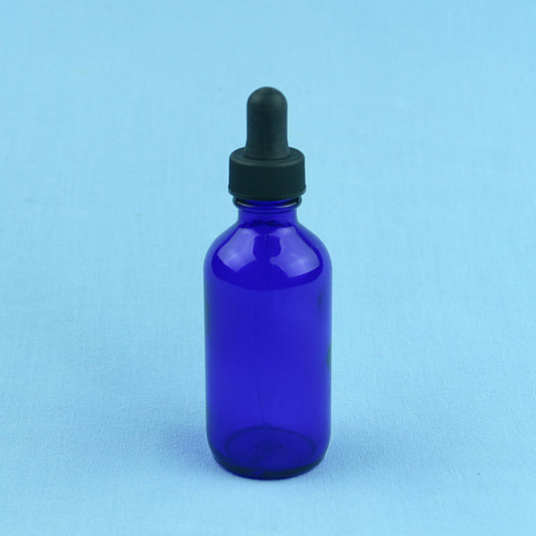 60 mL Boston Round Cobalt Blue Dropping Bottle - Avogadro's Lab Supply