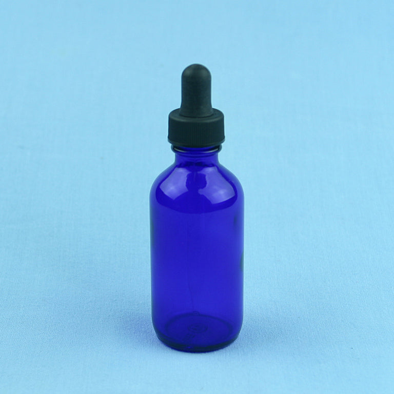 60 mL Boston Round Cobalt Blue Dropping Bottle - Avogadro's Lab Supply