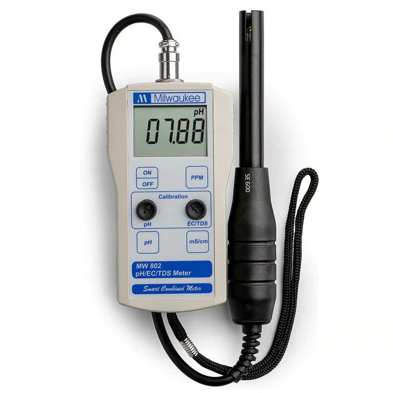 Milwaukee MW804 PH, Temperature, TDS, and Conductivity Meter, to 14 pH,  32 to 122°F, 20 mS/cm, to 10 PPT