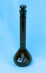 Sibata Amber Volumetric Flask 50 mL Class A - Avogadro's Lab Supply