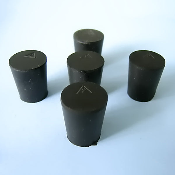 Size 2 Black Rubber Stoppers (Count 5) - Avogadro's Lab Supply